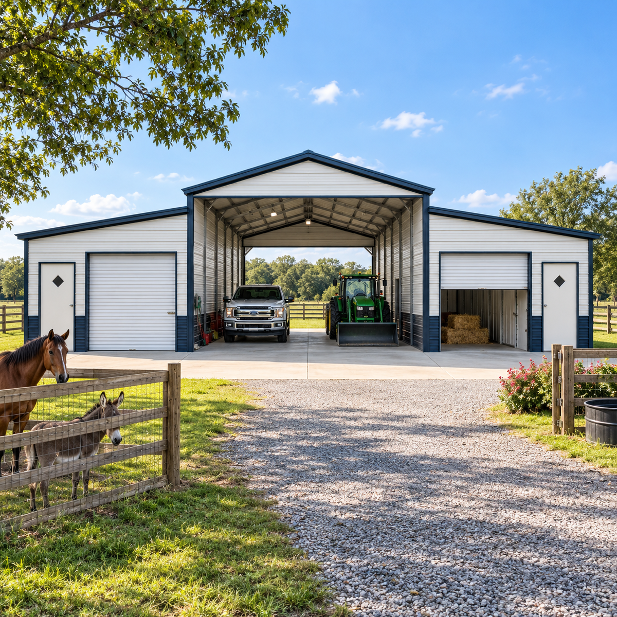 54' x 30' x 12'/9' Step Down RV Garage Barn Combo
