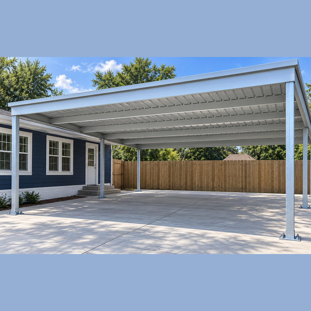Ready Built Steel TEXAS ONLY - 24' x 30' x 8' Steel Post-Frame Carport Awning