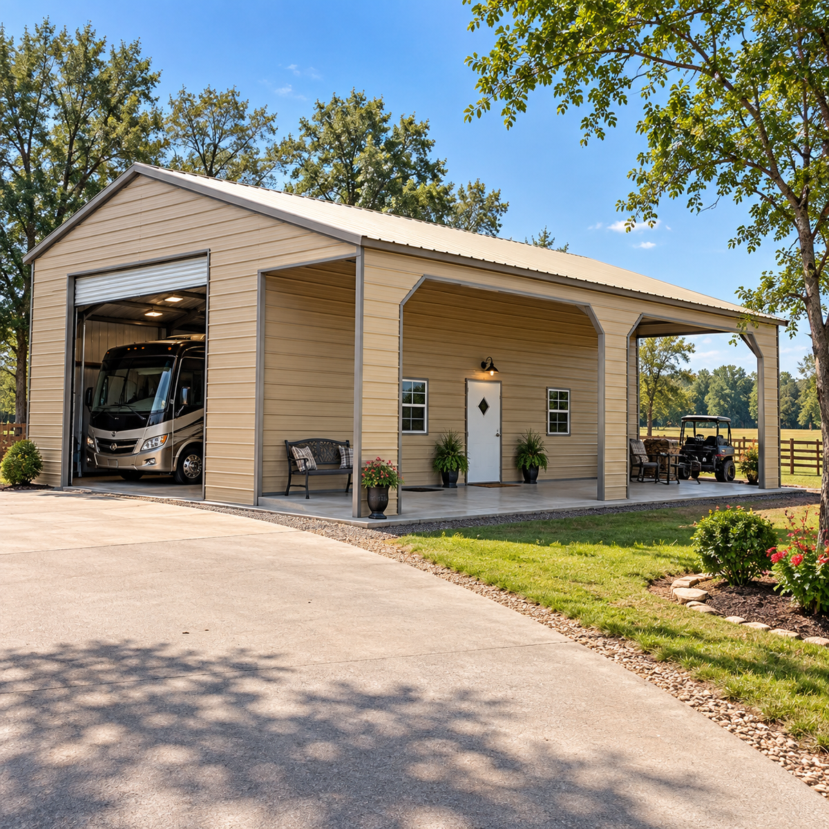 36'x30'x13'/10' RV Shop with Lean-to