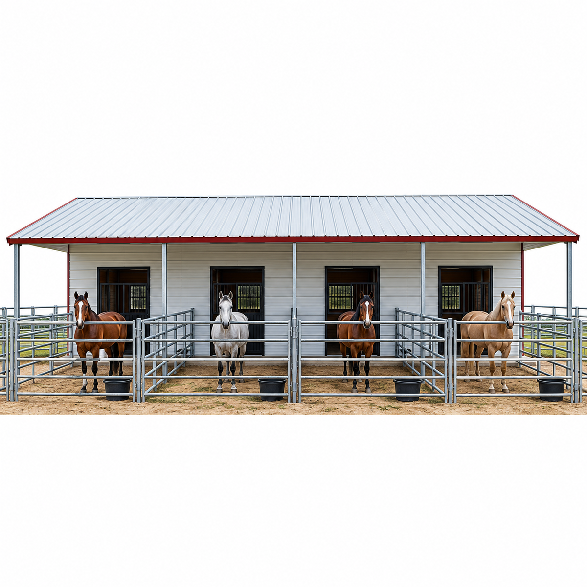 15' x 45' x 11' Horse Stall Barn with Lean To