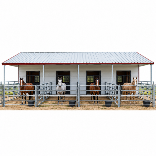 15' x 45' x 11' Horse Stall Barn with Lean To