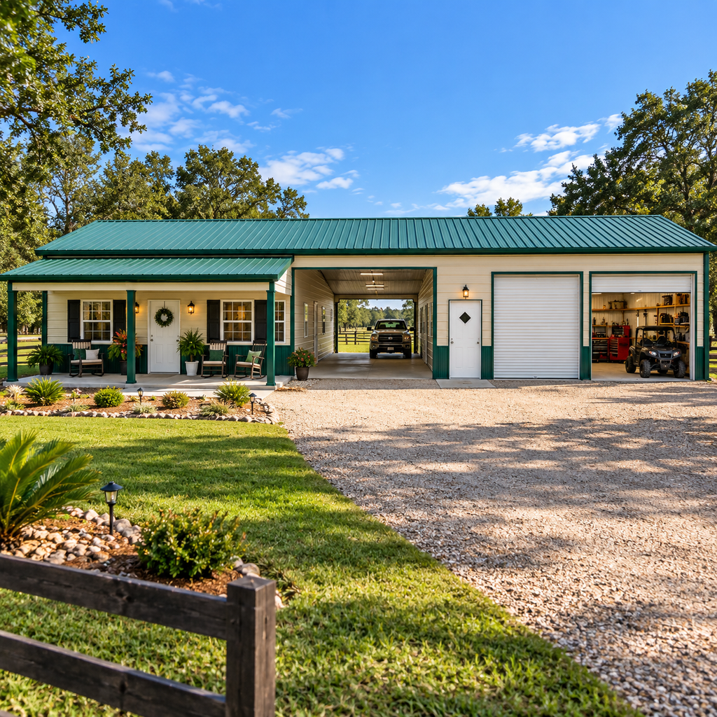 64' x 90' x 10'/8' Residential Barndo Shell Metal