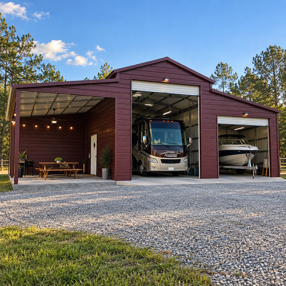50' x 45' x 14'/10' RV Garage Workshop Step Down Barn