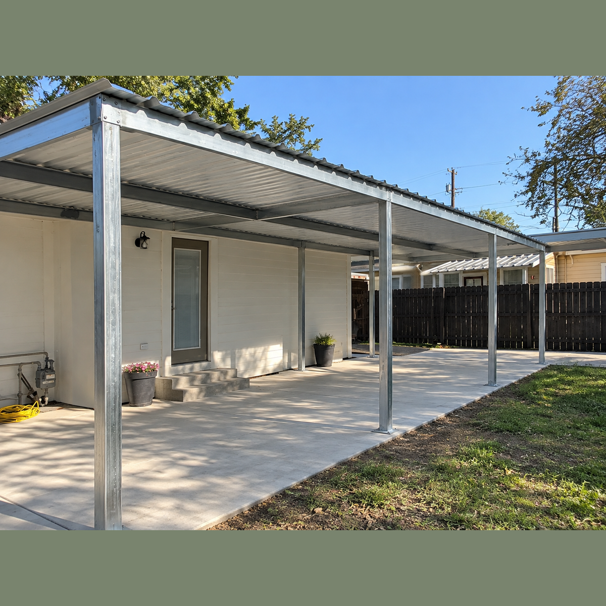 Ready Built Steel TEXAS ONLY: 10' x 30' x 8' Steel Post Frame Rear Patio Cover Awning