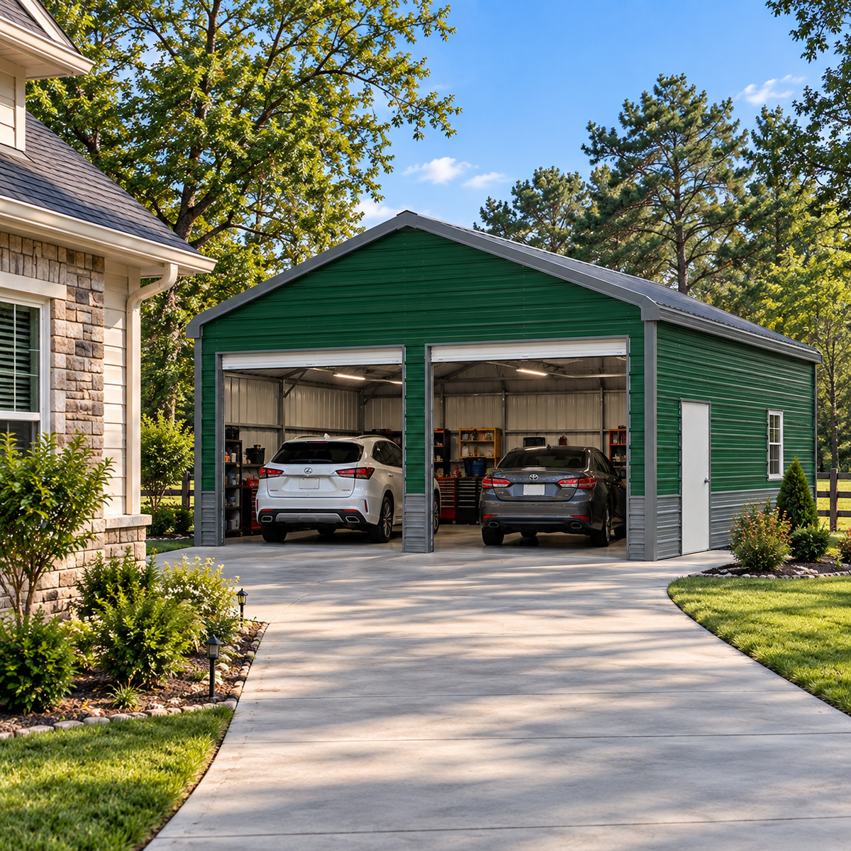 24 'x 25' x 9' Regular Roof Style Two Car Garage