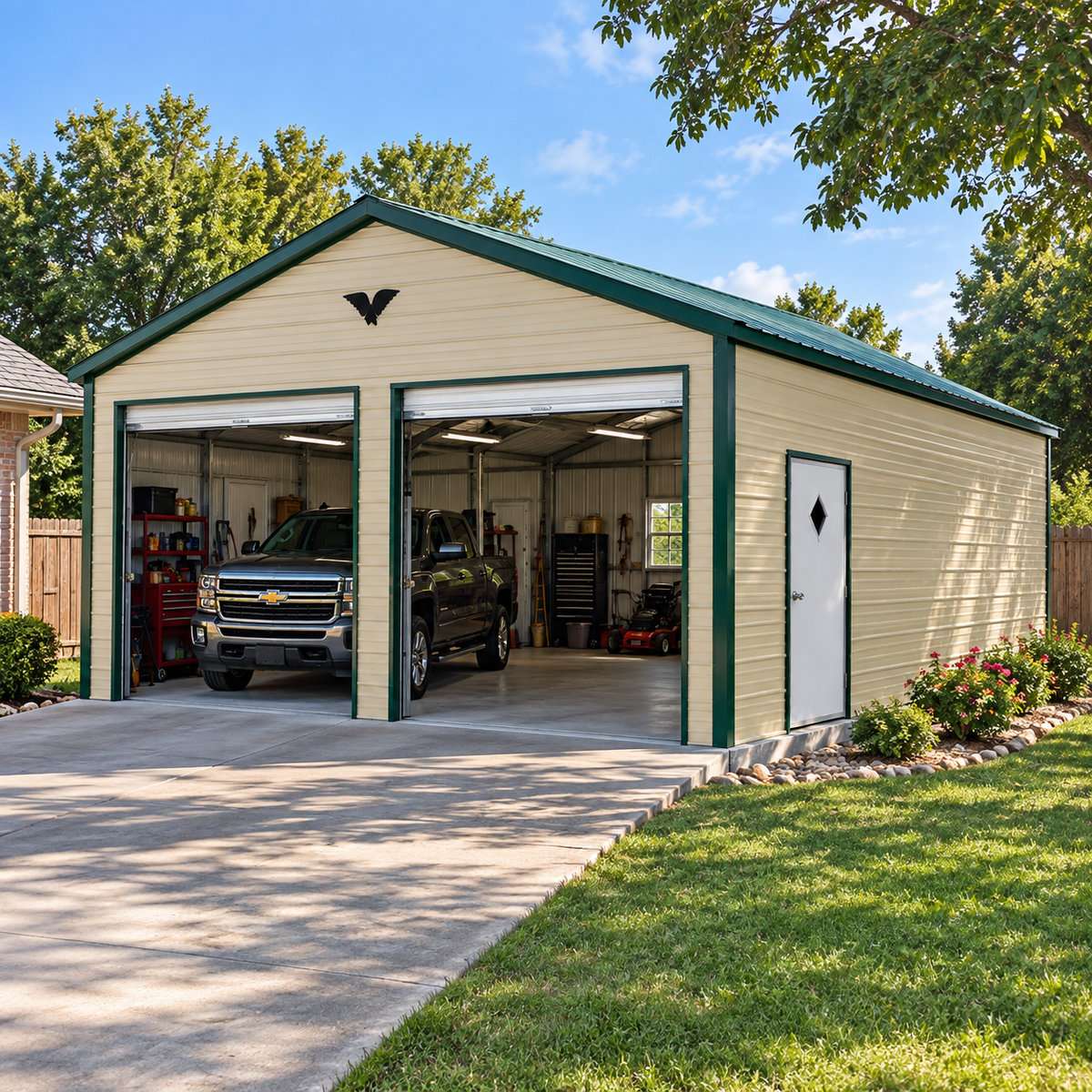 24' x 25' x 9' Vertical Roof 2 Car Garage
