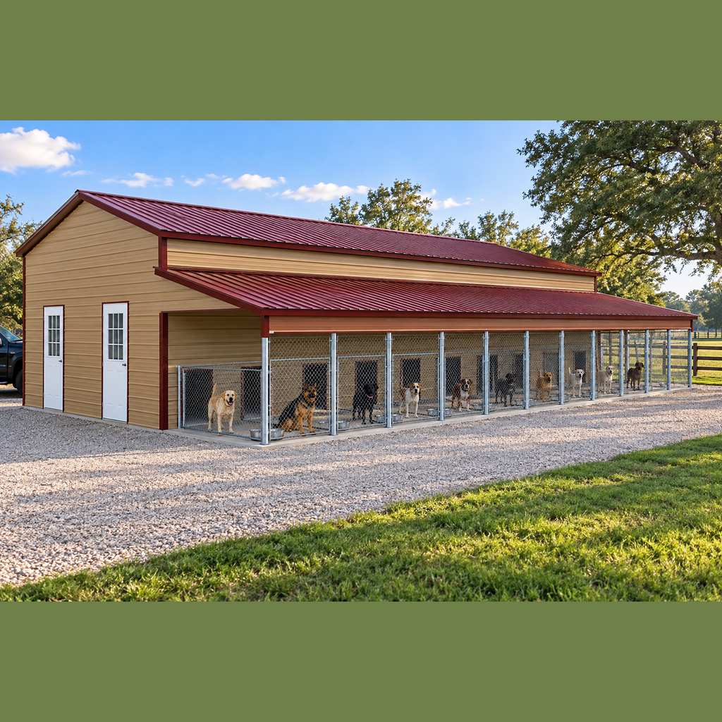 36' x 50' x 10' Ten Bay Dog Kennel with Cat Room
