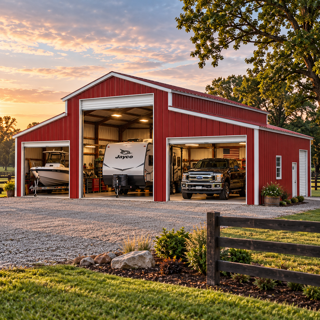 42'x40'x14'/10' Triple Wide Enclosed Barn