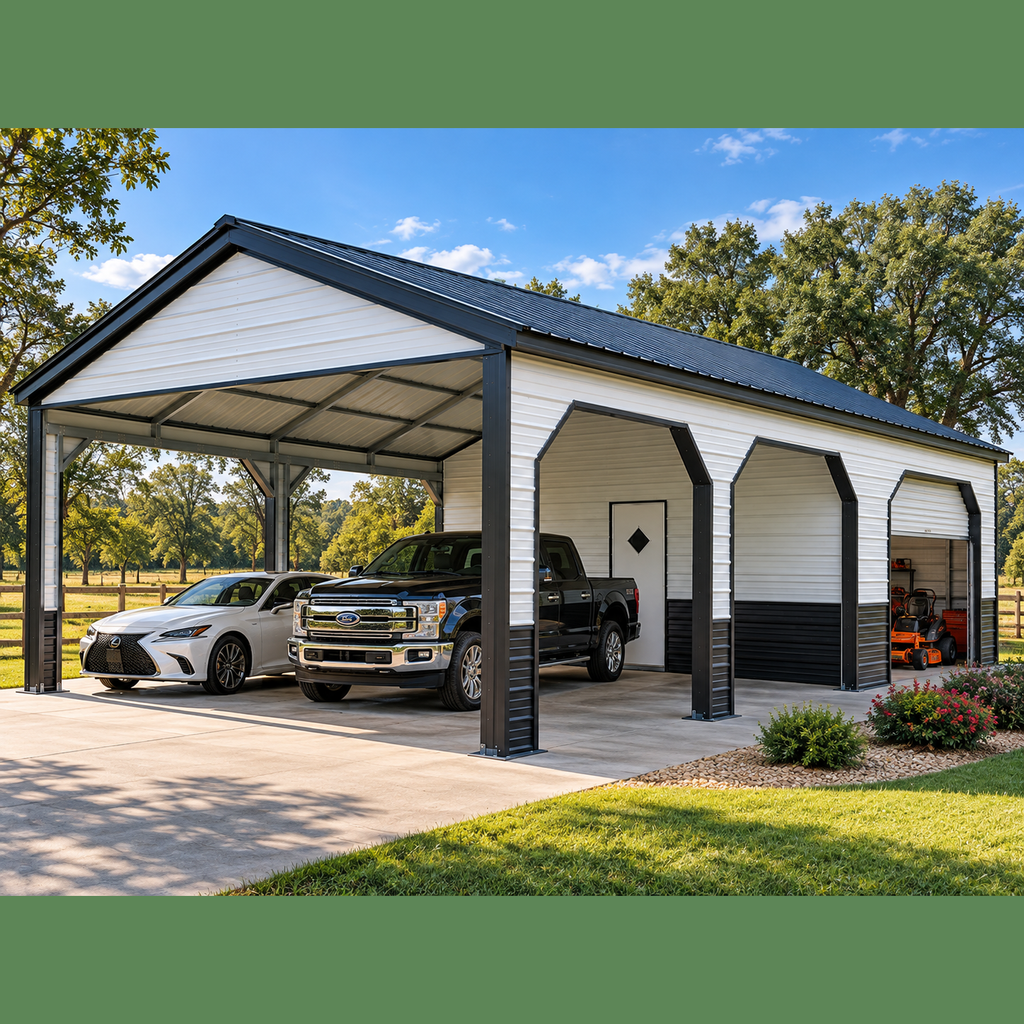 20' x 30' x 9" Vertical Roof Utility Combo Garage Carport