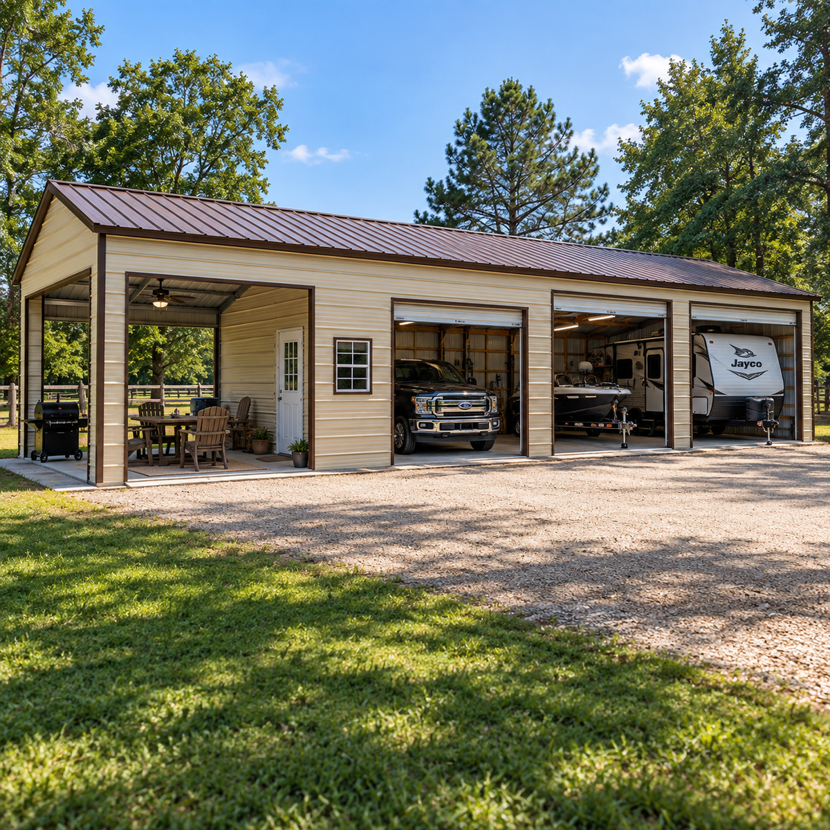 42' x 60' x 11' Garage / Pavilion / Workshop with Lean-To