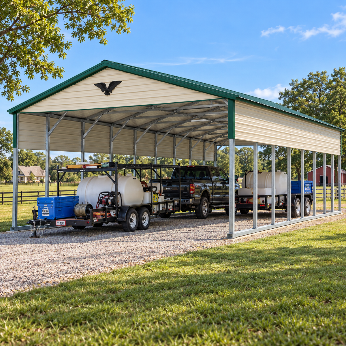20' x 50' x 10' Vertical Roof Carport for Trucks, Trailers, Boats & more